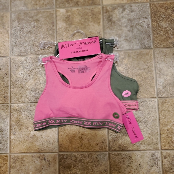 New Betsey Johnson Girls 2 Pack Bralette. - Picture 1 of 6